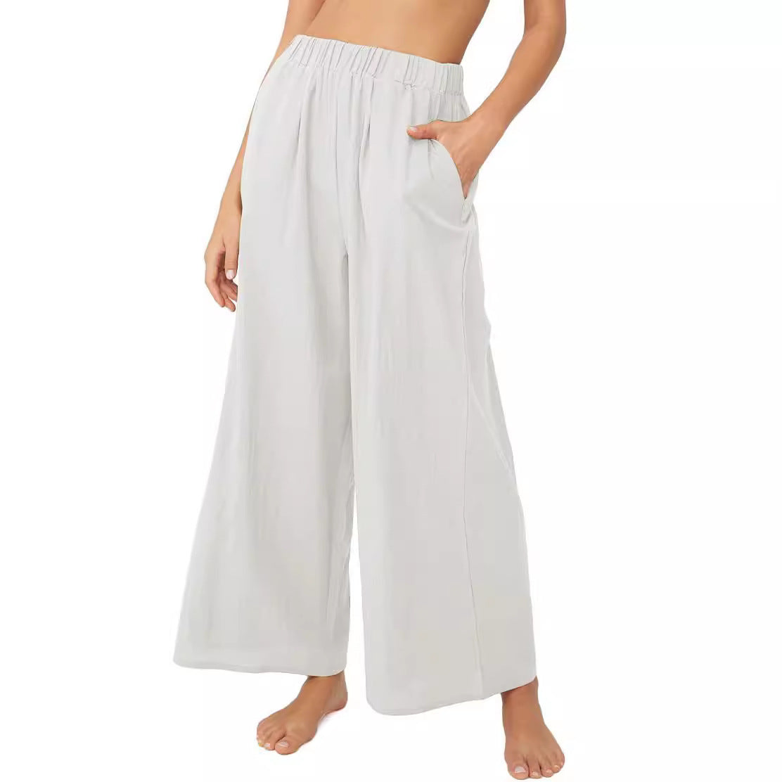 Pantalon d'été pour femmes, ample, avec taille élastique et poches latérales pratiques Chic und Stil