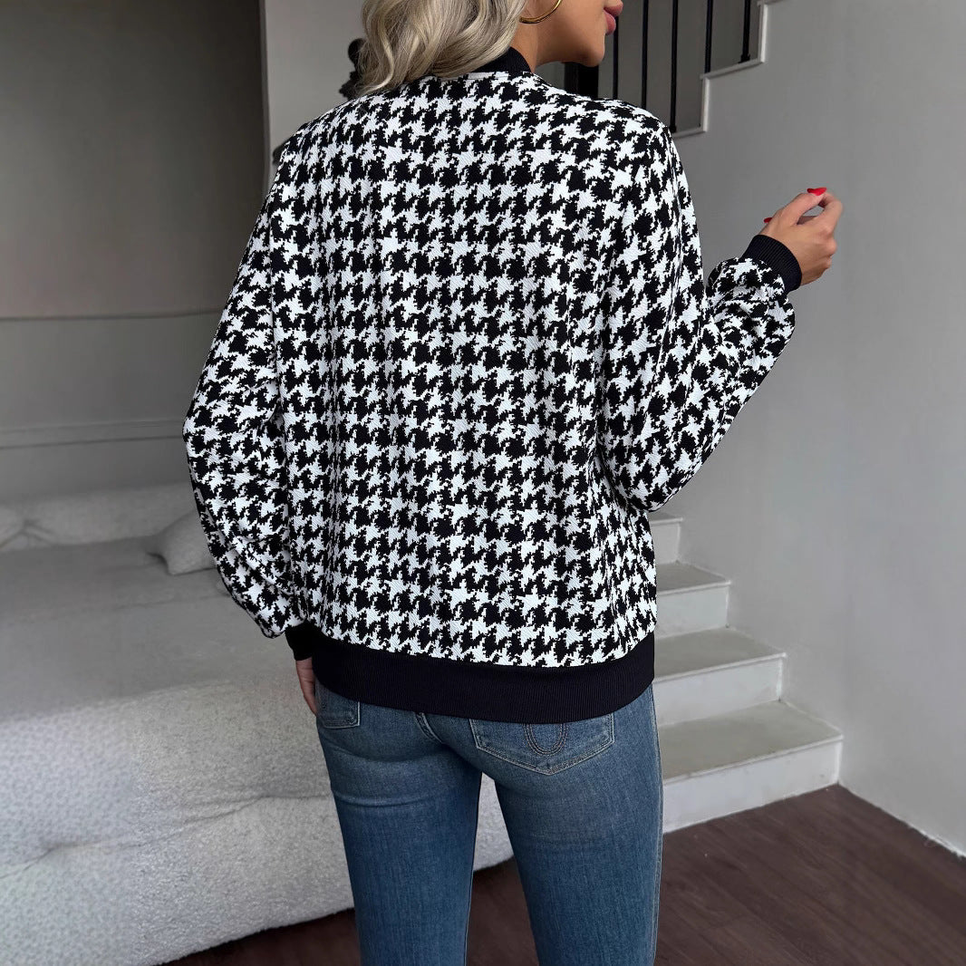 Bomber jacket femme à la mode avec motif pied-de-poule classique Chic und Stil