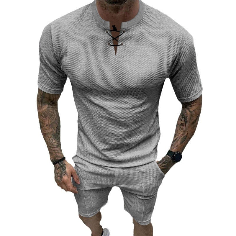 T-shirt court sportif pour hommes avec lacets Chic und Stil