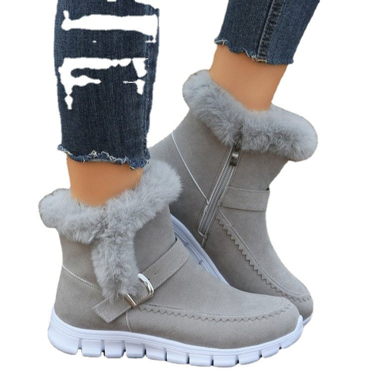 Bottes d'hiver pour femmes doublées avec fermeture éclair confortable et boucle décorative Chic und Stil