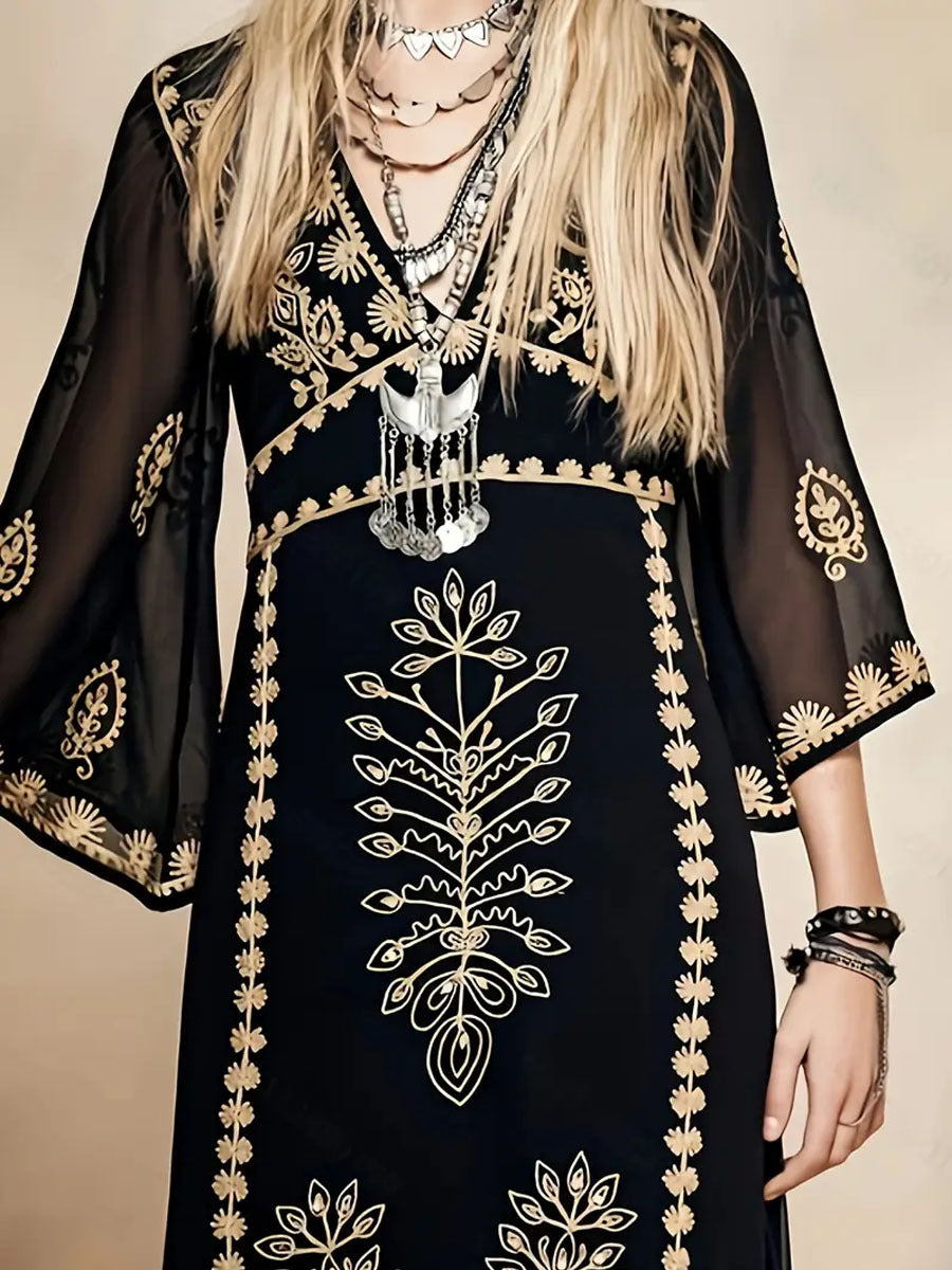 Robe maxi élégante pour femmes avec des broderies artistiques Chic und Stil
