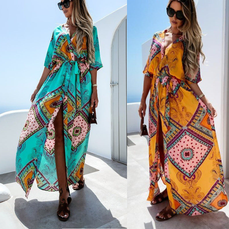 Robe maxi kaftan inspirée bohème pour femmes Chic und Stil