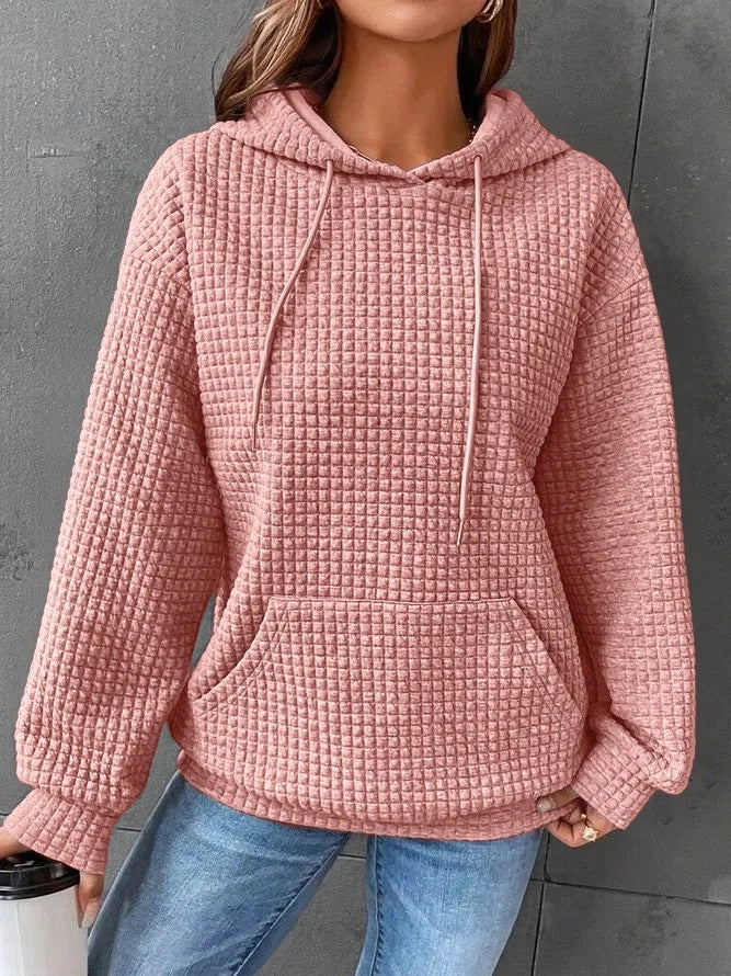 Sweat à capuche décontracté pour femmes avec surface texturée et poche kangourou pratique Chic und Stil