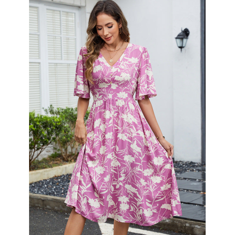 Robe portefeuille à motifs floraux pour femmes Chic und Stil