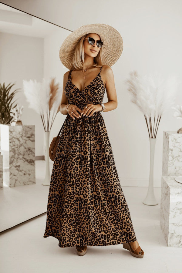 Robe maxi en style wrap avec motif léopard pour femmes Chic und Stil