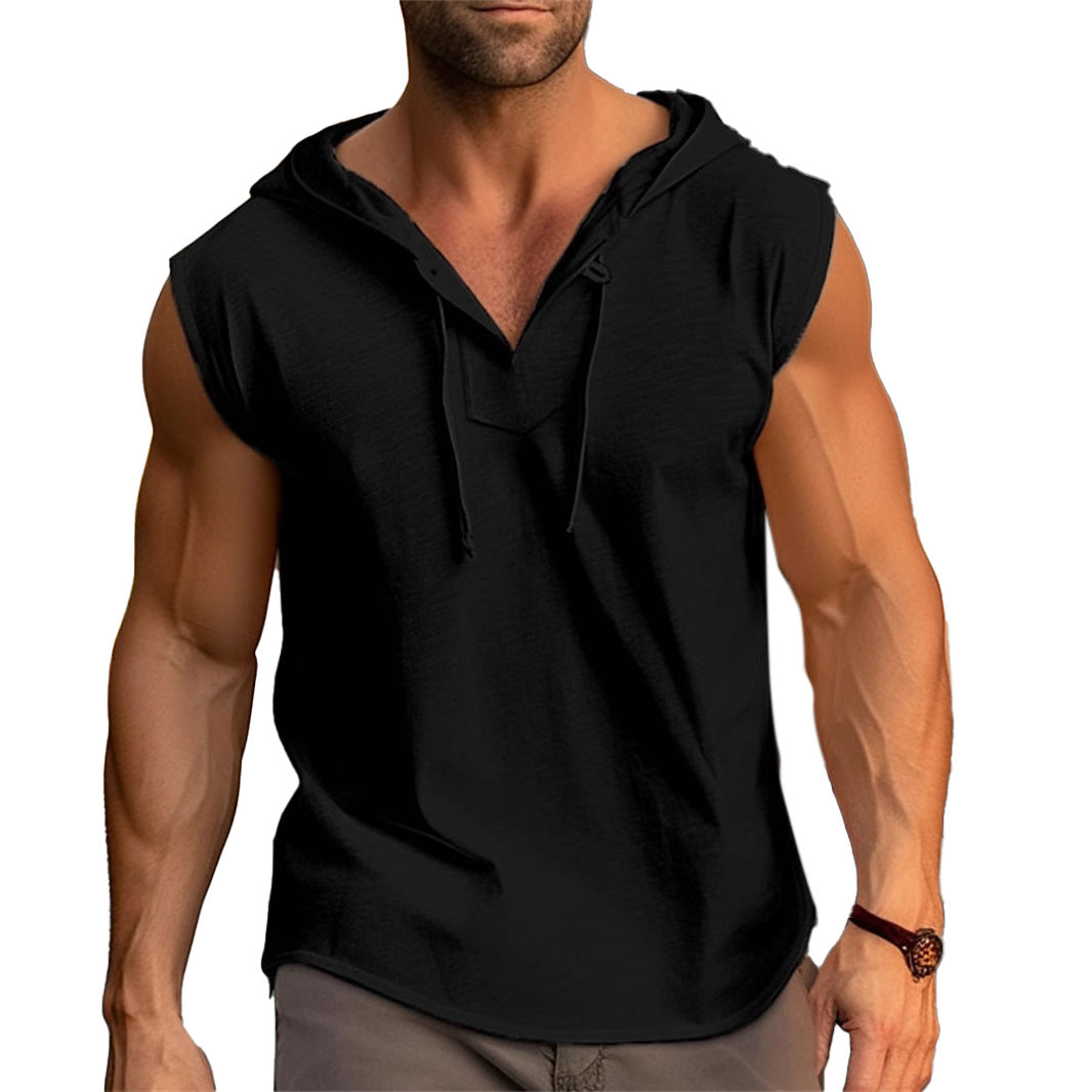 T-shirt d'entraînement sans manches pour hommes avec un design pratique à capuche Chic und Stil
