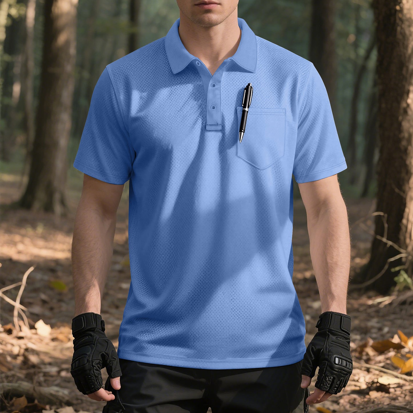 Chemise polo pour hommes avec texture respirante et poche poitrine pratique Chic und Stil
