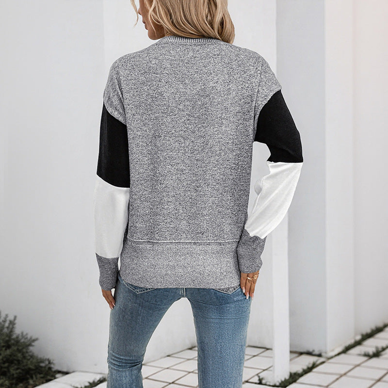 Pull femme à la mode avec design de blocs de couleurs géométriques Chic und Stil