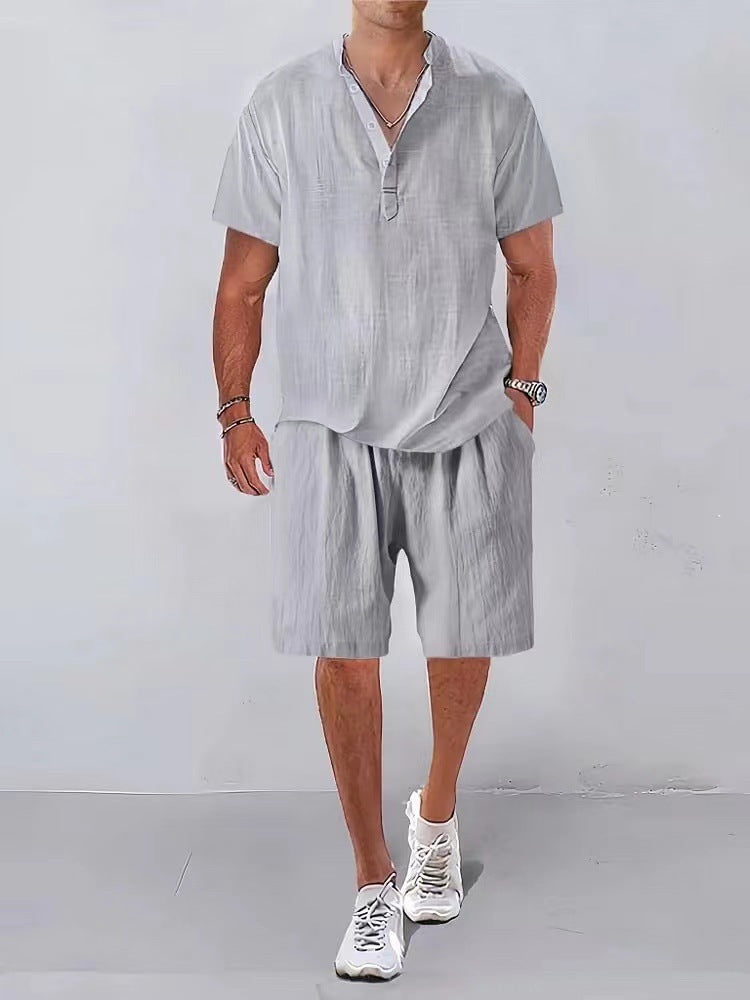 Hommes Décontracté Détente Ajustement Lin Ensemble Chic und Stil