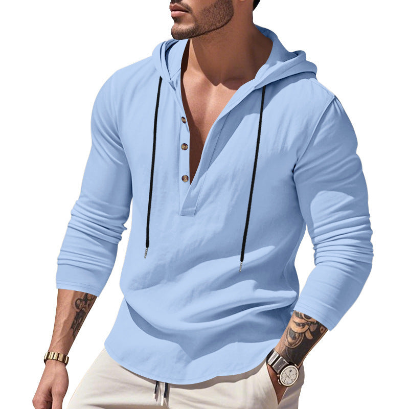 Hommes sweat à capuche décontracté avec col boutonné moderne Chic und Stil