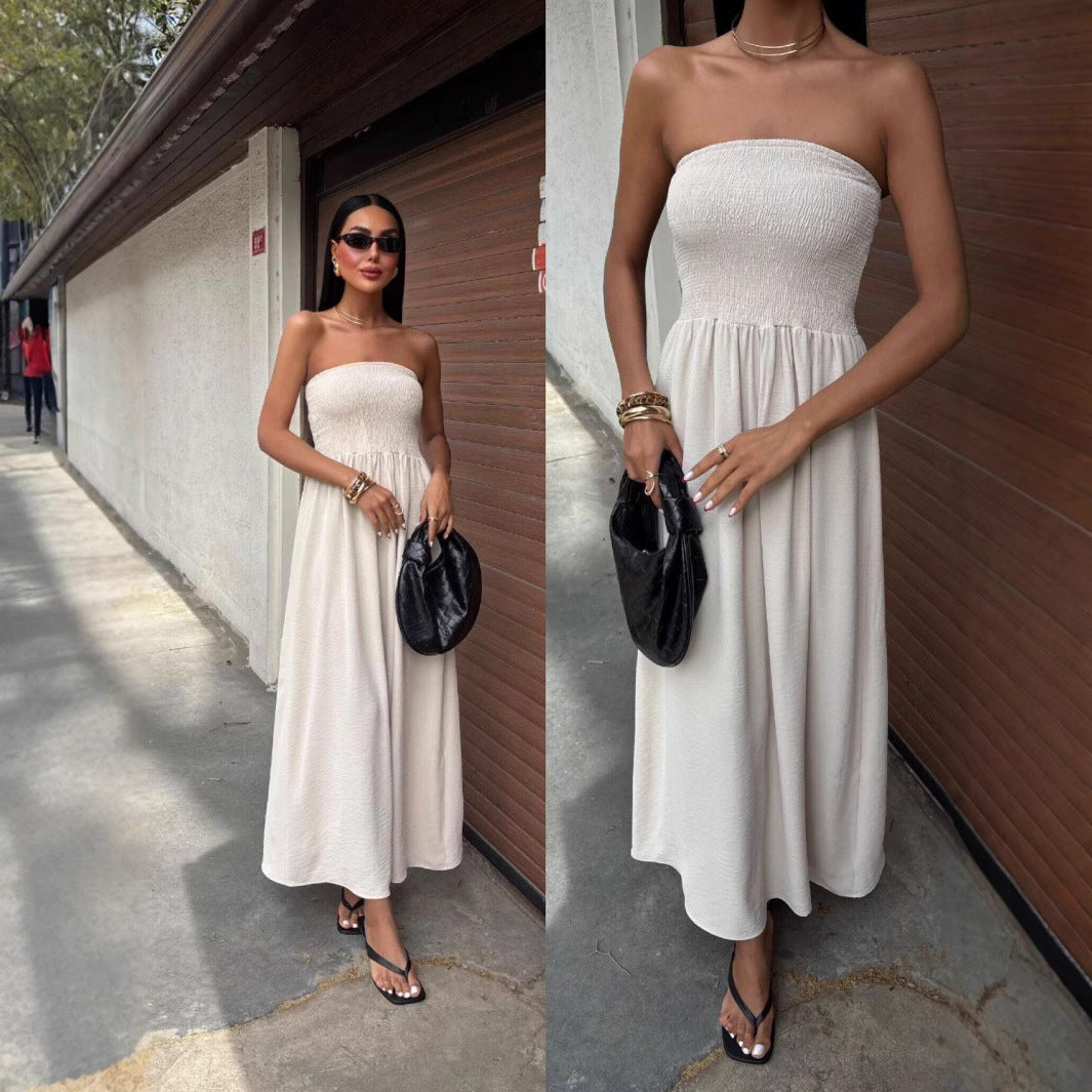 Robe maxi sans manches pour femmes avec un haut froncé Chic und Stil