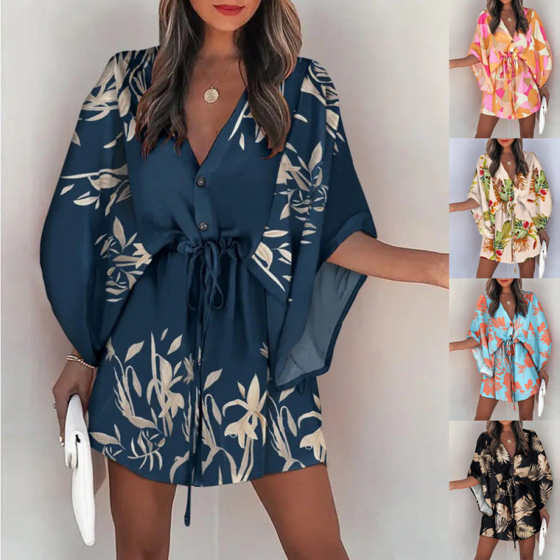 Robe portefeuille à motif floral pour femmes avec ceinture Chic und Stil