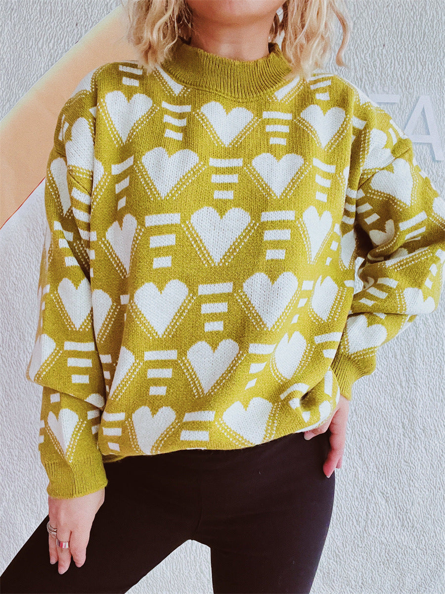 Pull en tricot pour femmes au design moderne en forme de cœur avec une coupe ample Chic und Stil