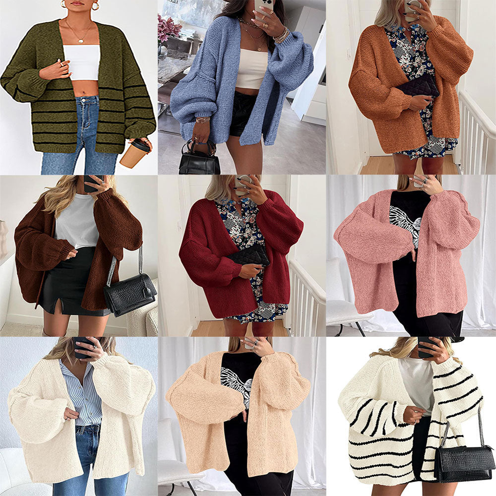 Cardigan tricot décontracté pour femmes avec des manches volumineuses et un matériau doux Chic und Stil