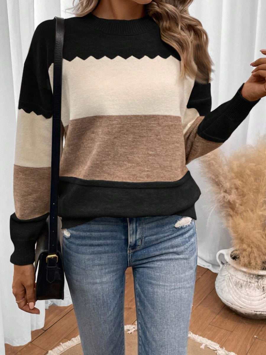 Pull femme confortable avec un design moderne à rayures bloquées Chic und Stil