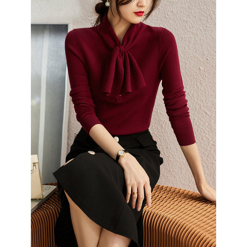 Pull élégant à col cravate pour femme Chic und Stil