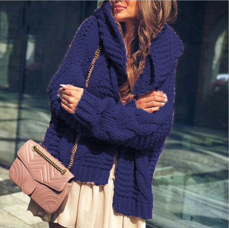 Veste en gros tricot pour dames au style oversize décontracté avec col châle et grandes poches Chic und Stil