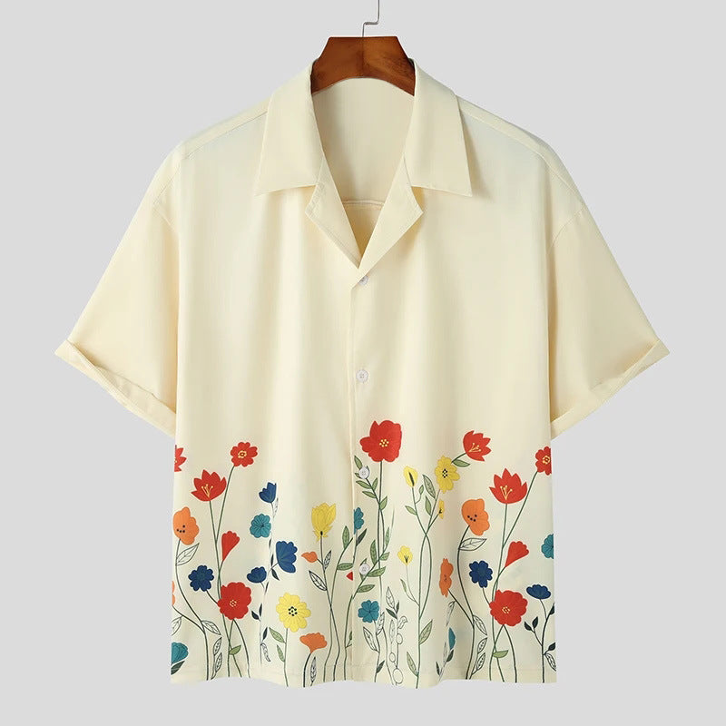 Chemise à manches courtes pour hommes avec motif floral et tissu de haute qualité Chic und Stil