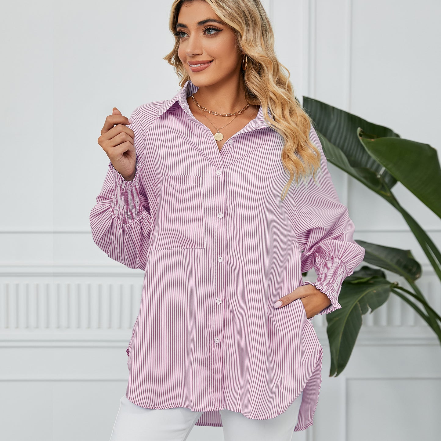 Blouse oversize décontractée pour femmes avec rayures Chic und Stil