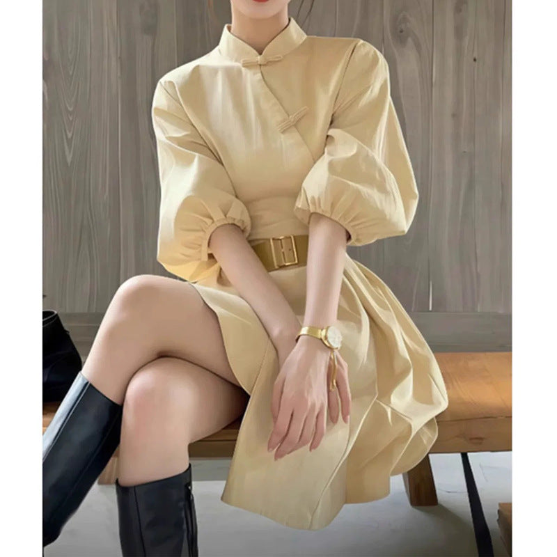 Robe Mini à Manches Bouffantes et Col Mandarin pour Femmes Chic und Stil
