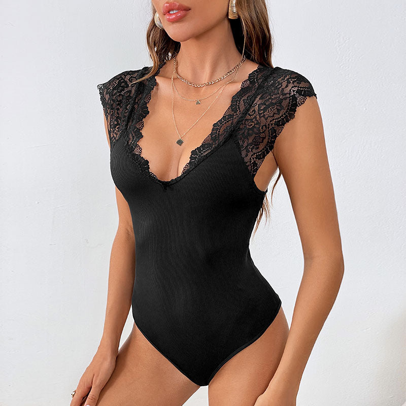 Body femme avec dentelle et structure côtelée Chic und Stil