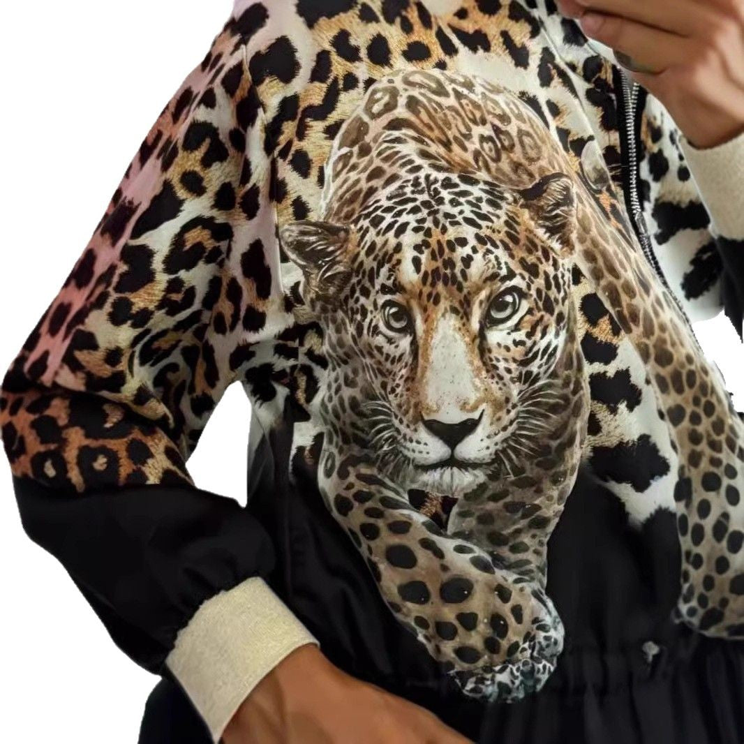 Veste bomber pour femmes avec imprimé animal et bords élastiques Chic und Stil