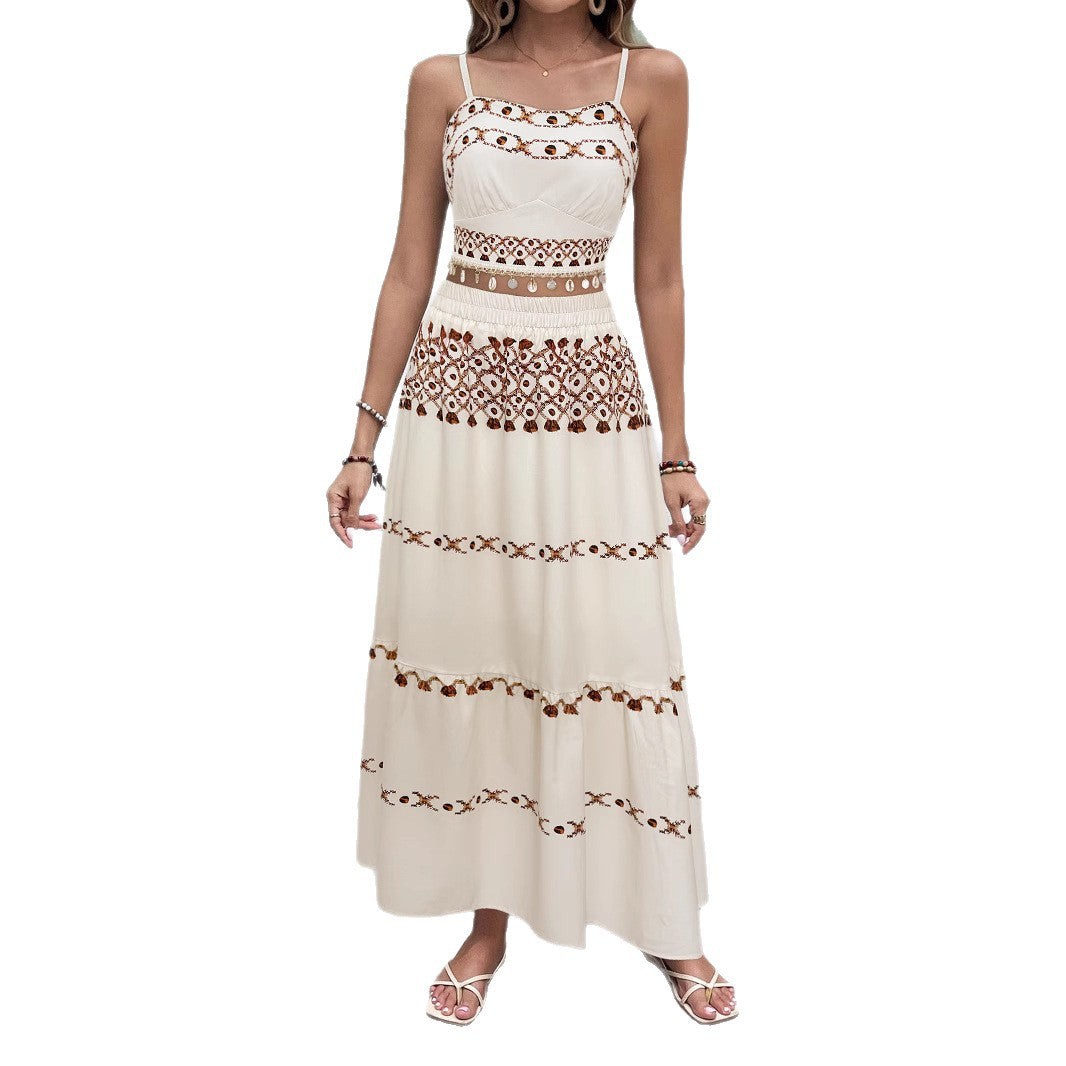 Robe maxi femme avec délicat motif brodé et silhouette aérienne Chic und Stil
