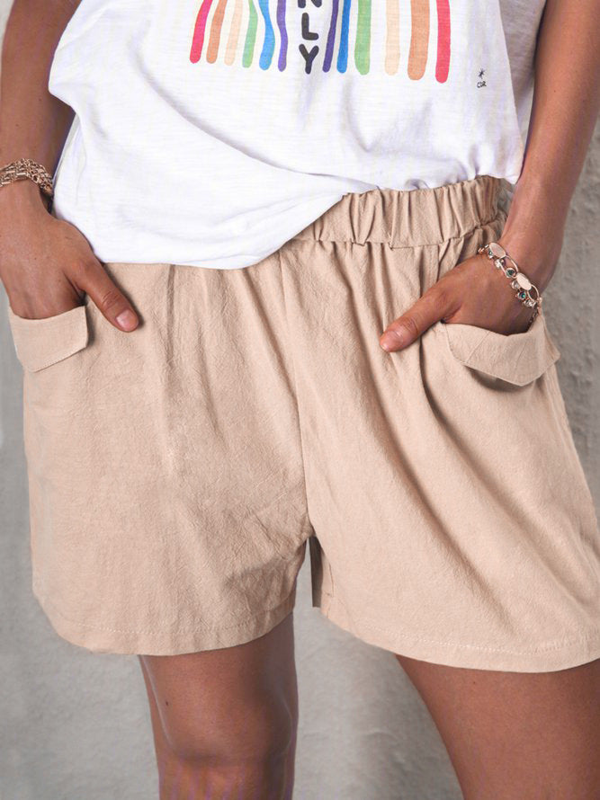 Shorts Femme Freizeit Taille Haute avec Poches Chic und Stil
