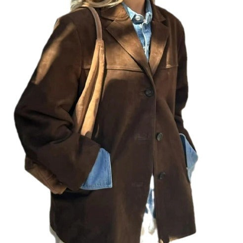 Blazer en daim pour femmes de style vintage avec poches Chic und Stil