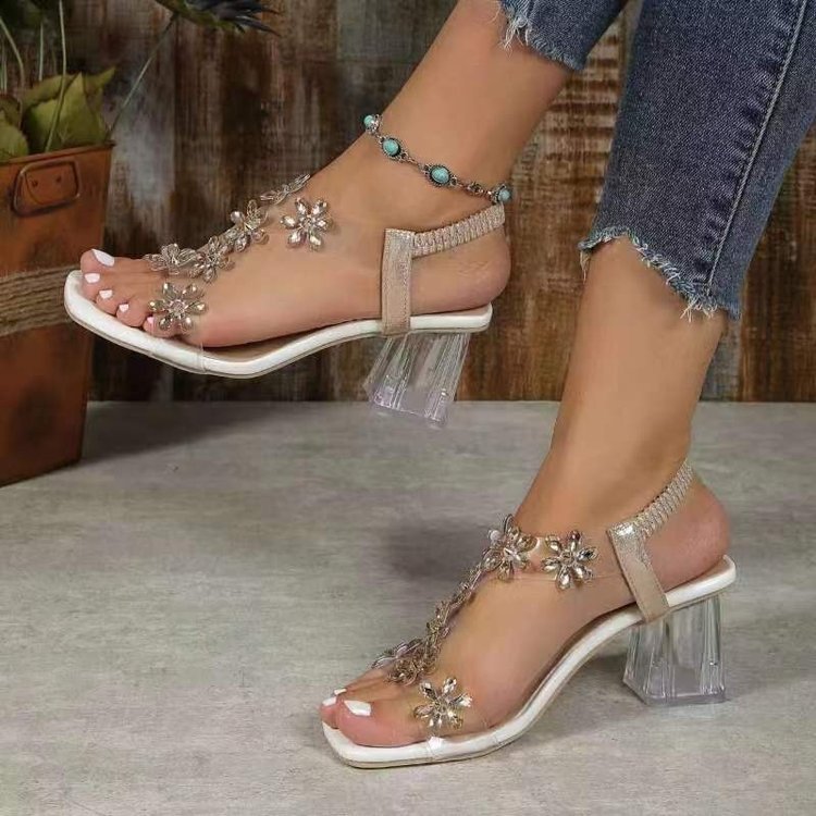 Sandales à talons décoratives fleuries pour dames Chic und Stil