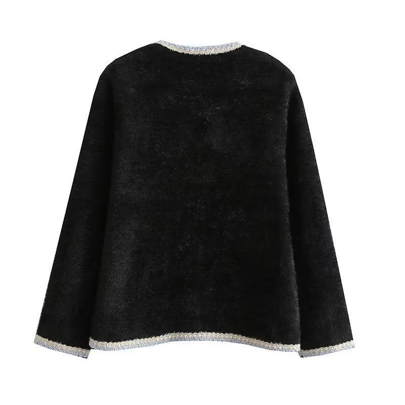 Cardigan élégant en tricot pour femmes avec des boutons décoratifs en perles et des poches pratiques Chic und Stil