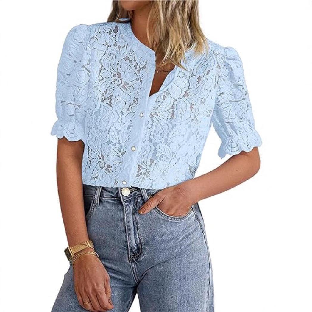 Blouse à superposition en dentelle pour femmes Chic und Stil