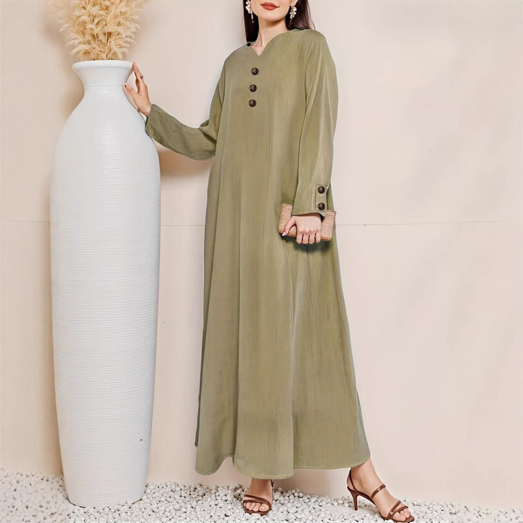 Robe maxi femme avec une élégante patte de boutonnage Chic und Stil
