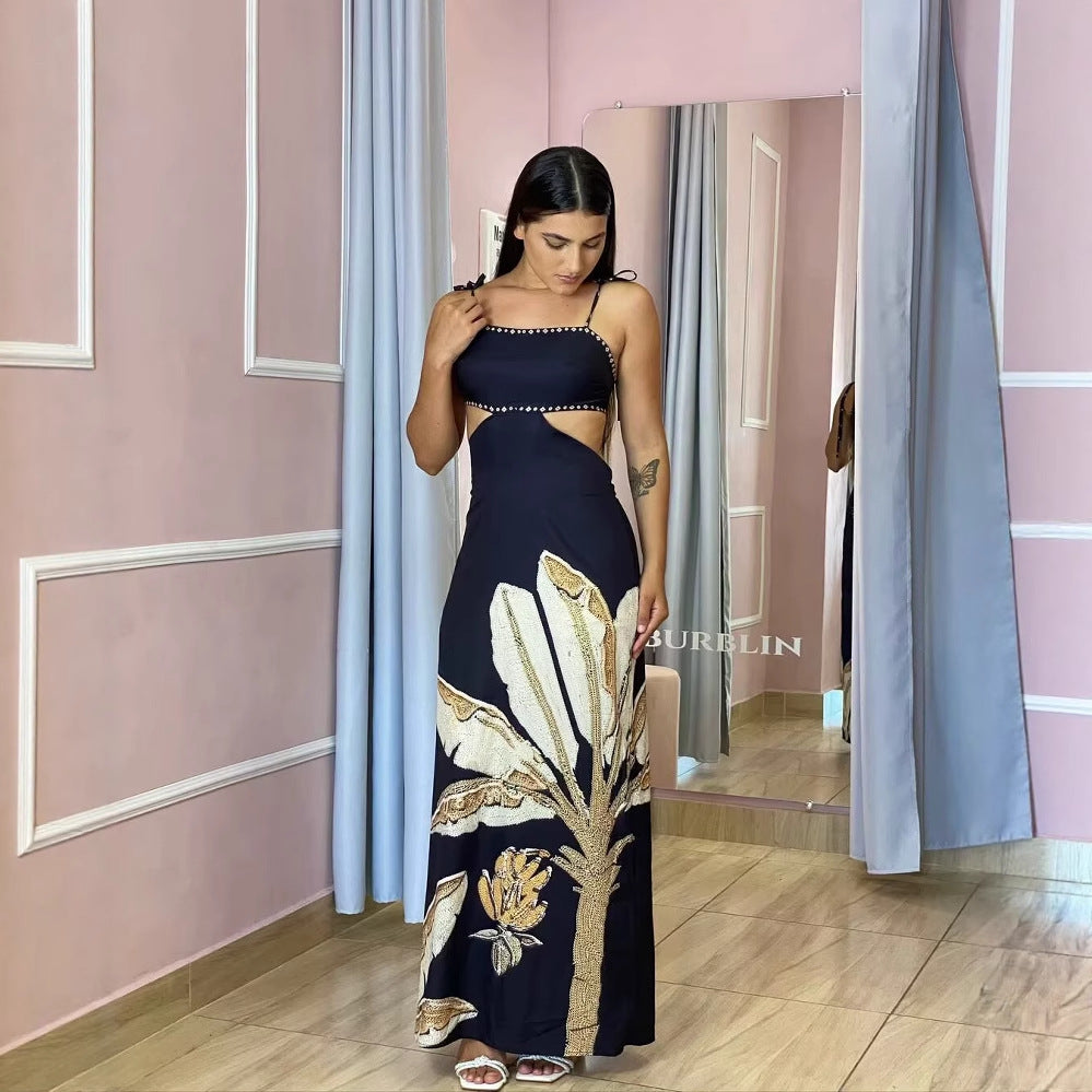 Robe maxi pour femmes avec imprimé floral et bretelles élégantes Chic und Stil