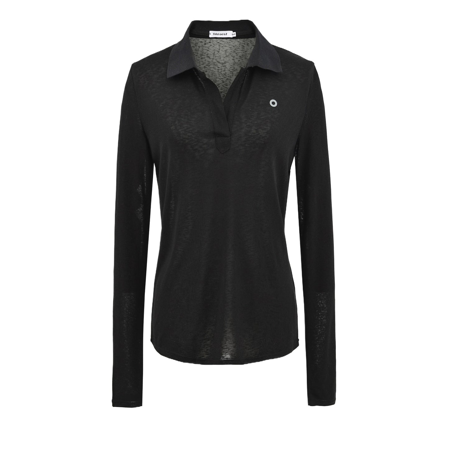 Chemise polo à manches longues pour femmes avec un col moderne et un mélange de matériaux de haute qualité Chic und Stil