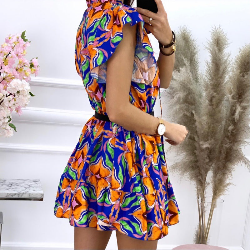 Robe mini à ligne A fluide pour femmes avec manches à volants Chic und Stil