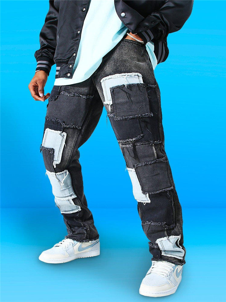 Hommes Jeans Patchwork Déchirés Chic und Stil