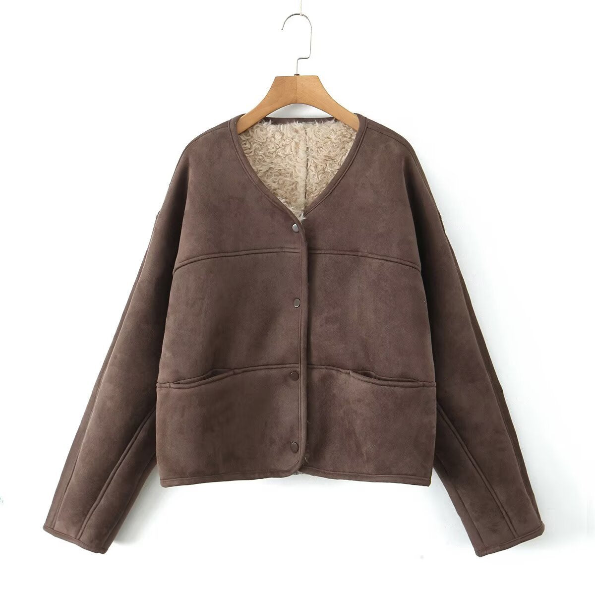 Dames Fuzzy Veste courte avec une structure unique et une coupe décontractée Chic und Stil