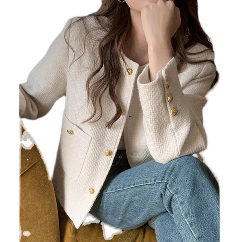 Blazer boutonné en tricot texturé pour femme Chic und Stil