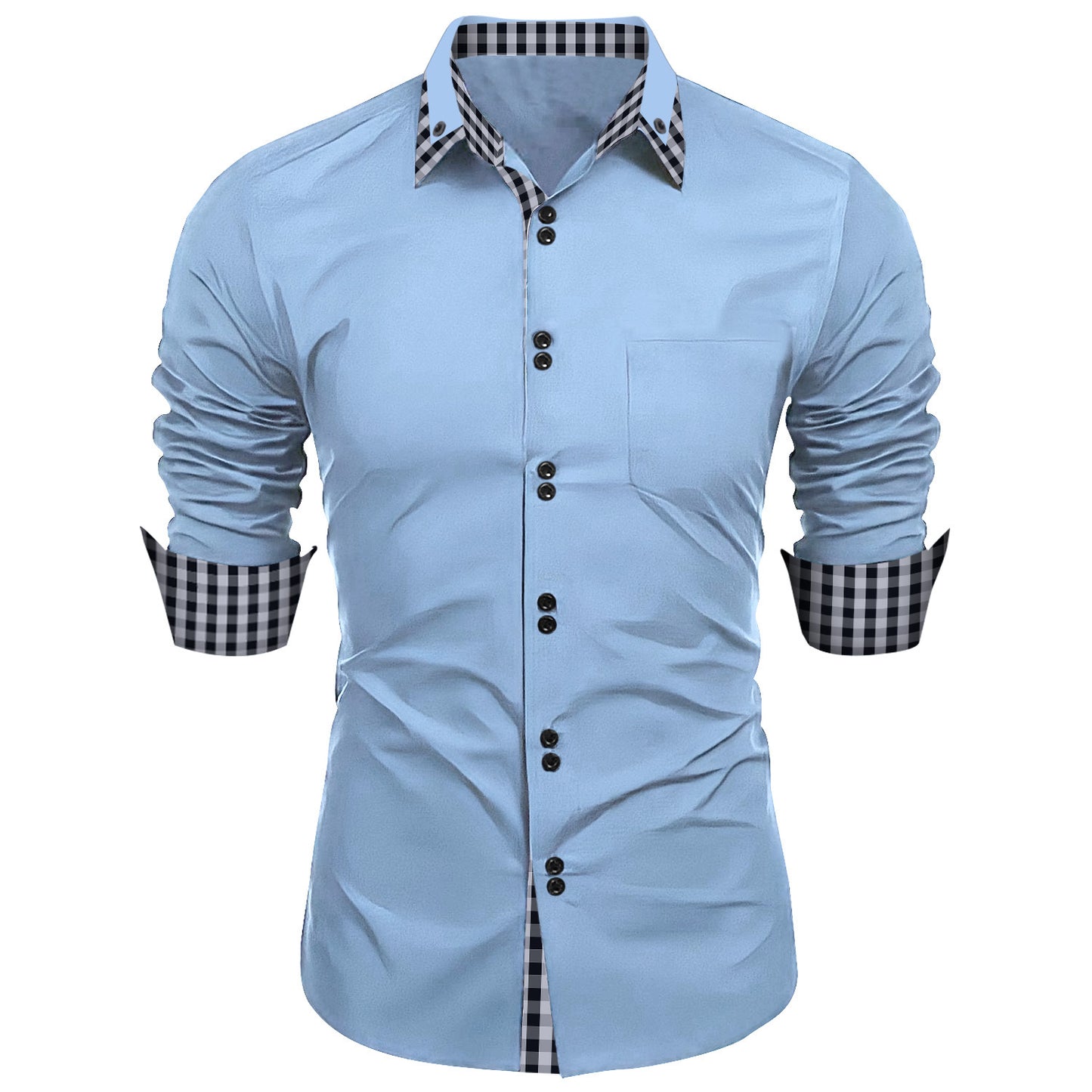 Chemise à manches longues pour hommes premium avec bouton et poignet contrasté Chic und Stil