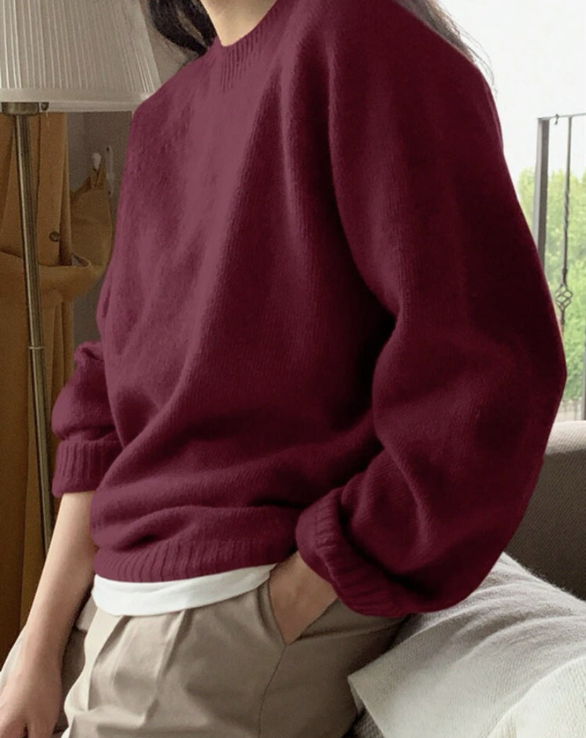 Dames Pull confortable à col rond en tissu de haute qualité Chic und Stil