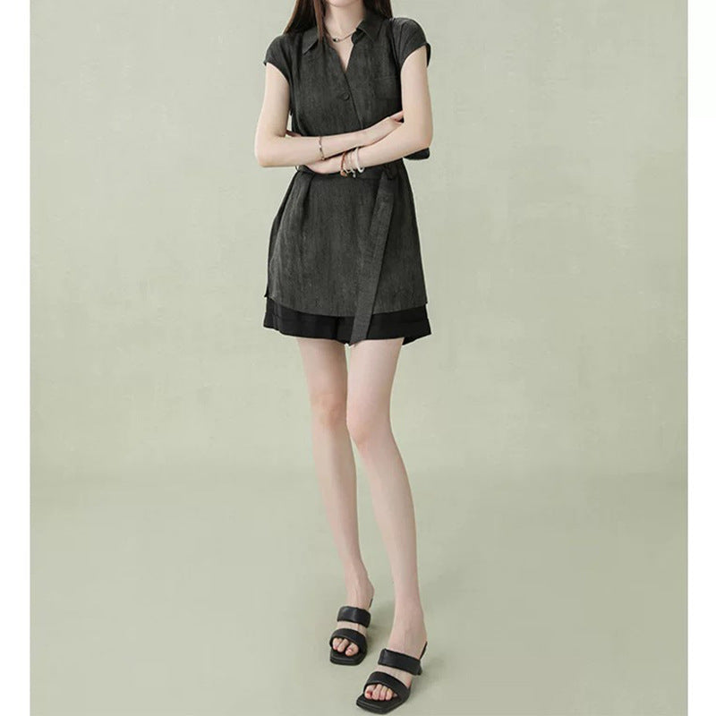 Tunique boutonnée ceinturée pour femmes Chic und Stil