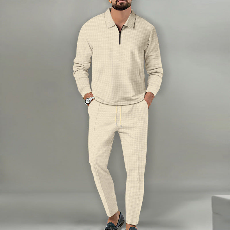 Costume de loisirs pour hommes avec pull texturé et joggings à la mode Chic und Stil