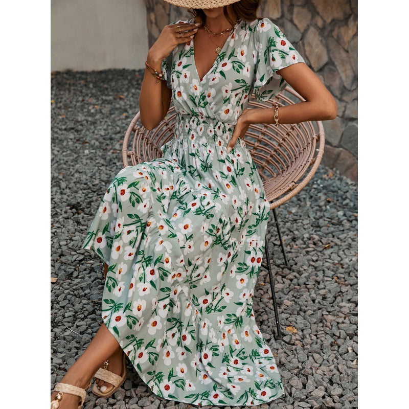Robe maxi à volants fleuris pour femmes Chic und Stil