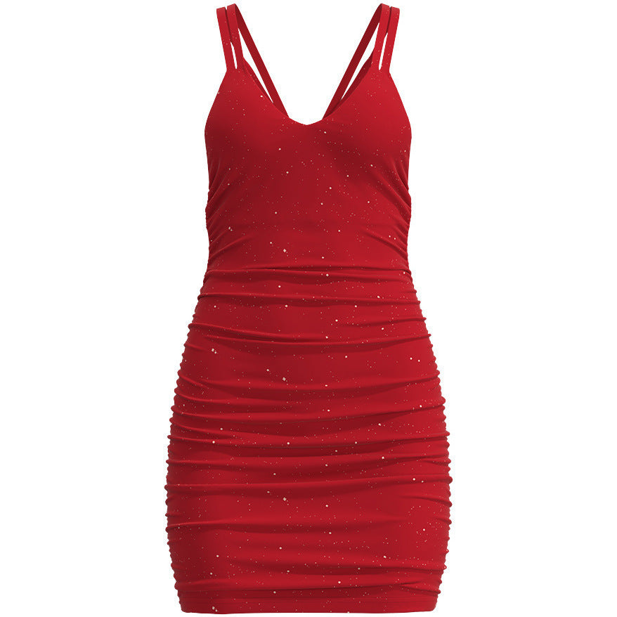 Robe mini ajustée pour femmes avec bretelles spaghetti et fronces Chic und Stil