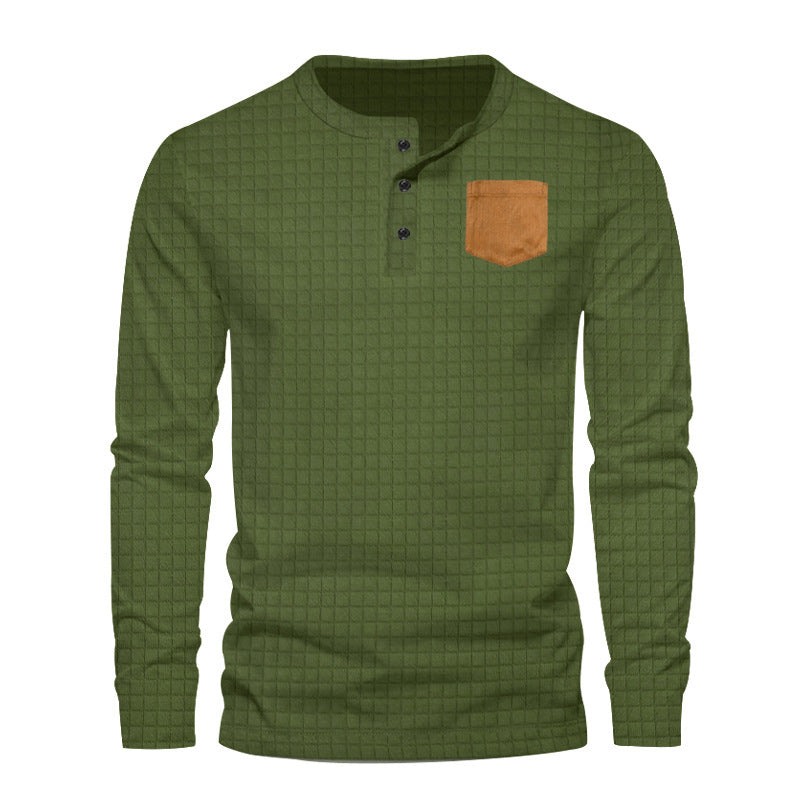 Chemise à manches longues pour hommes avec design texturé et application en cuir Chic und Stil