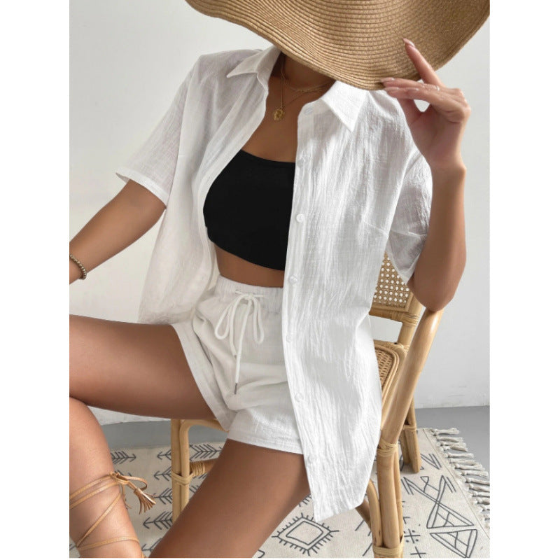 Dame Chique Loungewear-Combinaison composée d'une chemise légère et respirante et de shorts Chic und Stil