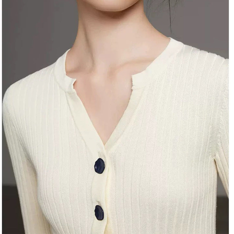T-shirt en maille côtelée à boutons pour femmes Chic und Stil