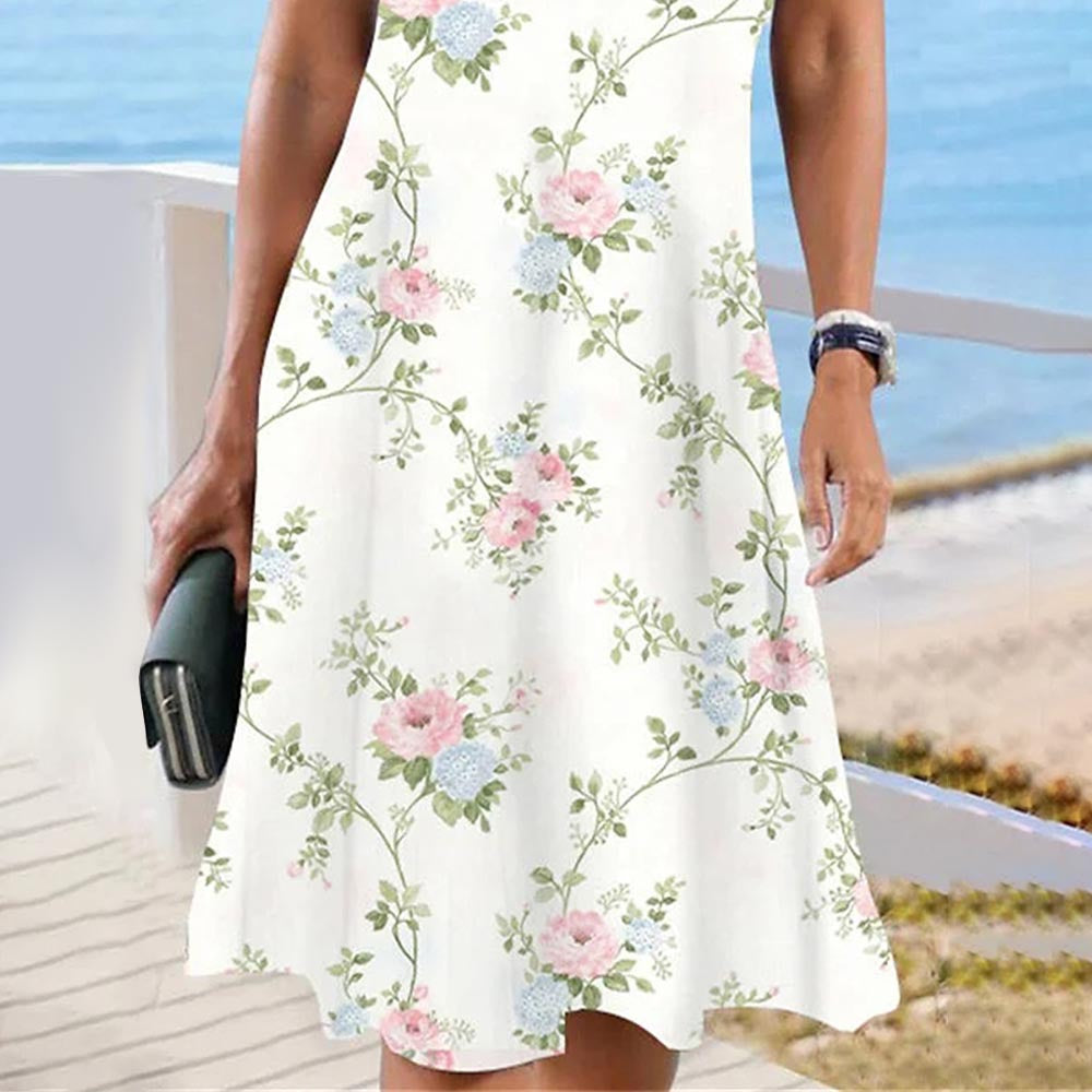 Robe femme chic et stylée en dentelle à fleurs à manches en V