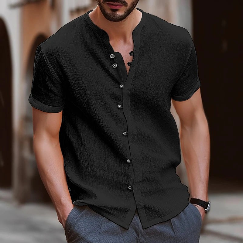 Chemise à manches courtes structurée pour hommes avec boutons Chic und Stil